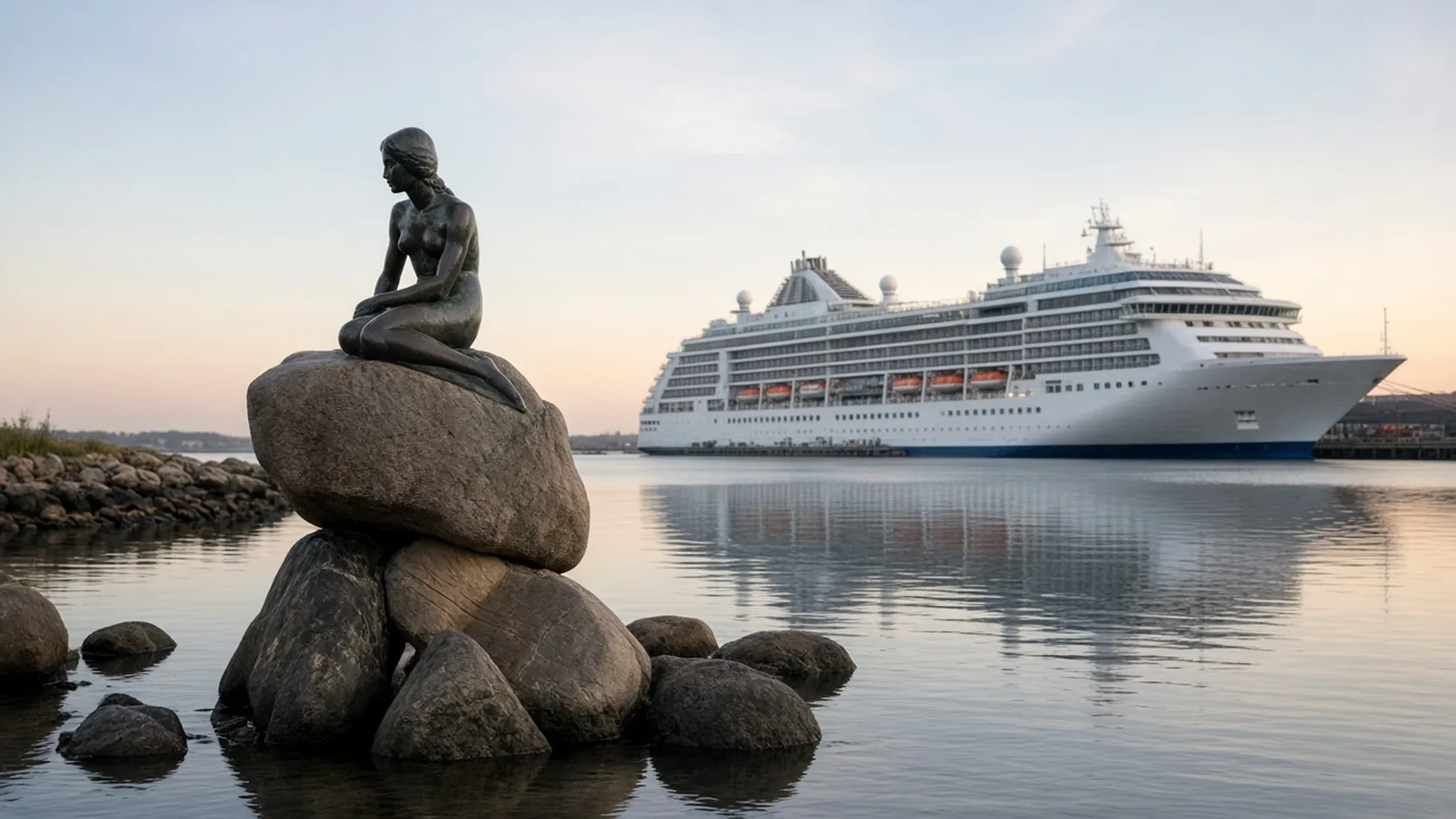 Crucero junto a La Sirenita en Copenhague