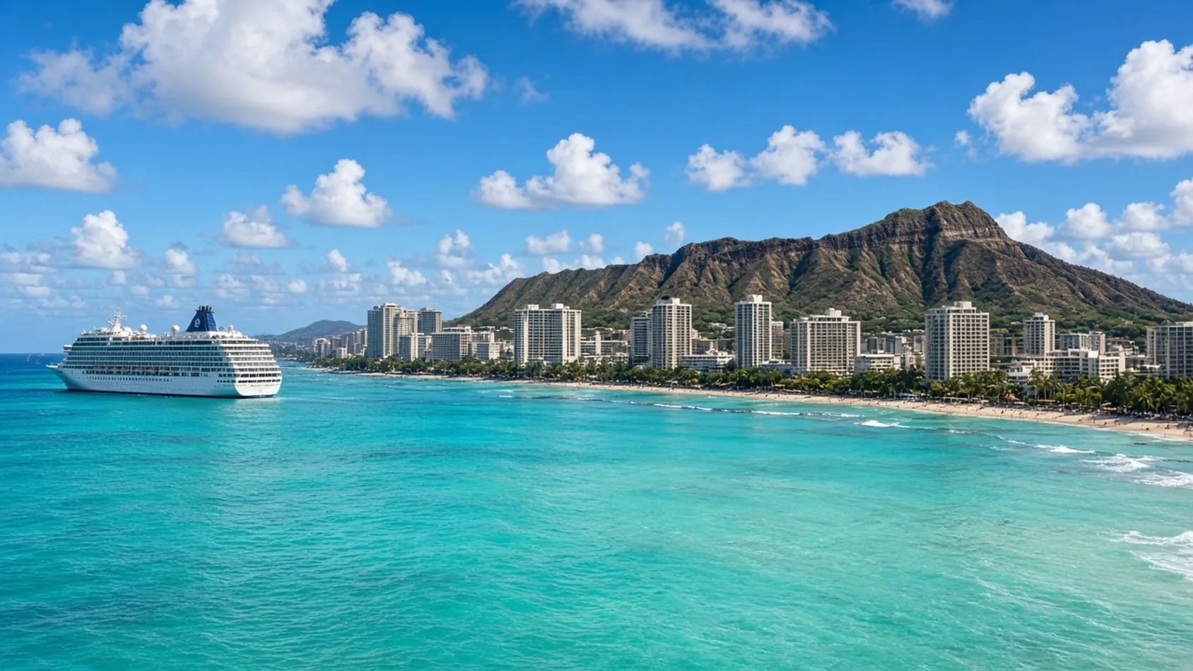 Crucero frente a Diamond Head en Honolulú