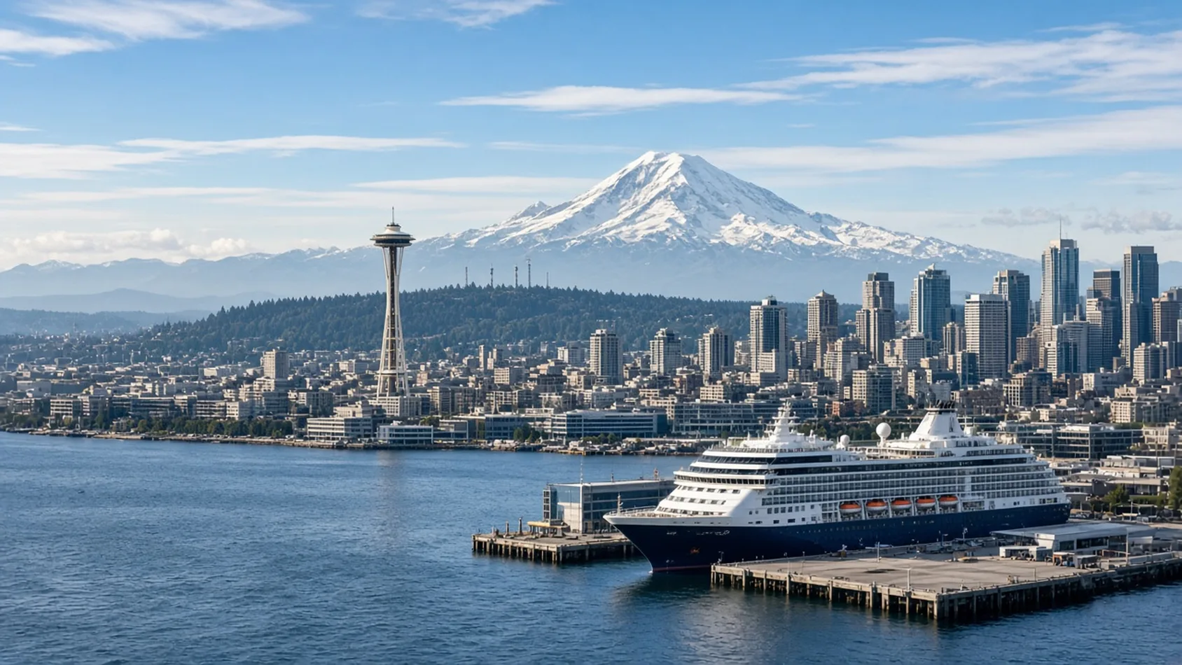 Seattle con el Space Needle y un crucero