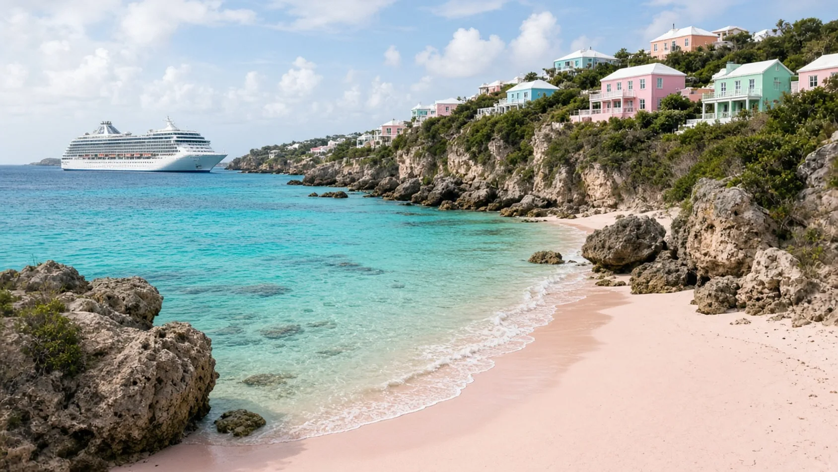 Crucero en las playas de arena rosada de Bermudas