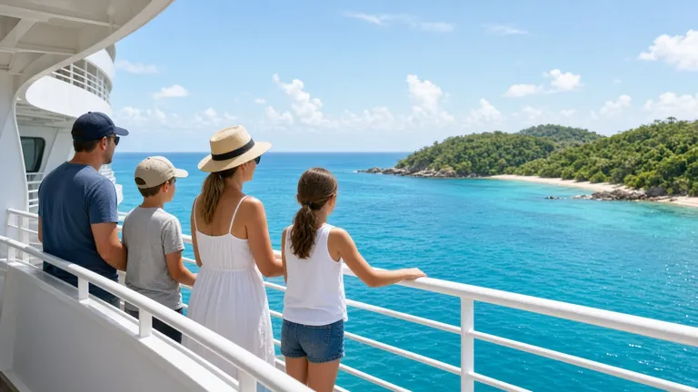 Familia en la cubierta de un crucero por el Caribe